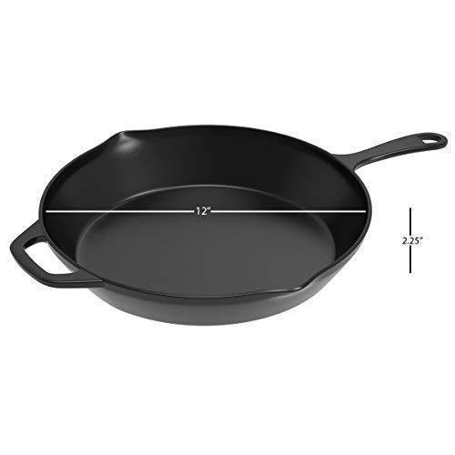 Home-Complete HC-5003 Frying Pans-Set of 3 Cast Iron Pre-Seasoned Nonstick Skillets in 10”, 8”, 6” Cook Eggs, Meat, Pancakes, and More-Kitchen Cookware, 3-Pack, Black