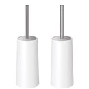 Homemaxs Toilet Brush with Holder - Heavy Duty Stainless Steel Upgraded Length Handle Bowl Scrubber Cleaner Set, 2 Pack – Ergonomic, Durable Shed-Free Scrubbing Bristles, Discreet Wand Stand