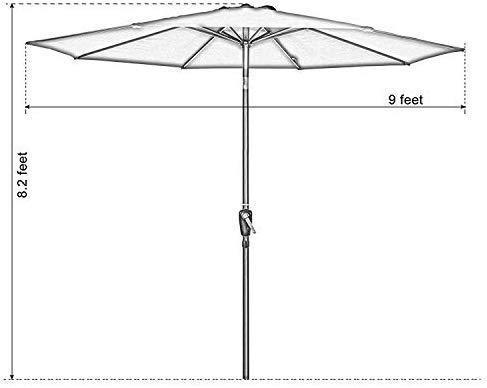 Tourke 9 Ft Patio Umbrella Outdoor Table Umbrella Crank, 8 Rids, Push Button Tilt,for Garden, Deck, Backyard, Swimming Pool and More (Sky Blue)