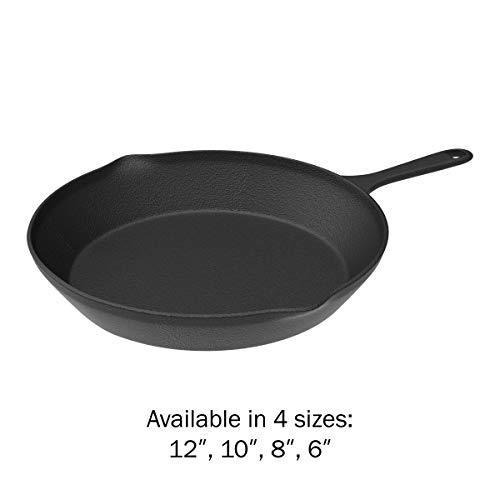 Home-Complete HC-5003 Frying Pans-Set of 3 Cast Iron Pre-Seasoned Nonstick Skillets in 10”, 8”, 6” Cook Eggs, Meat, Pancakes, and More-Kitchen Cookware, 3-Pack, Black