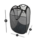 Smart Design Deluxe Mesh Pop Up Square Laundry Hamper w/ Side Pocket & Handles - VentilAir Fabric Collapsible Design - for Clothes & Laundry - Home - (Holds 2 Loads) (14 x 23 Inch) [Black]