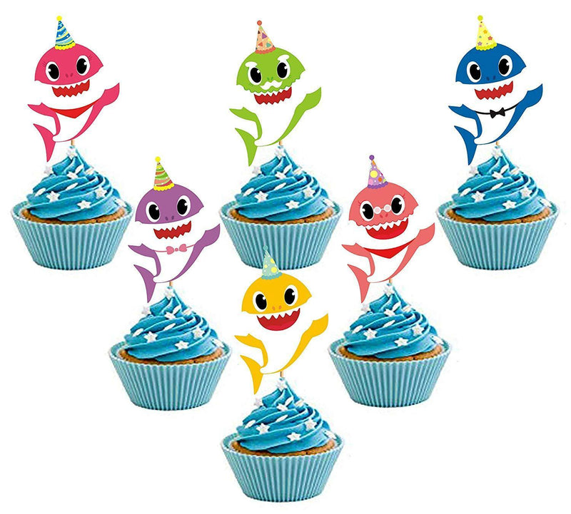 12PC New Pink Fong Baby Shark Song Theme Cupcake Cup Cake Topper Toppers Party Supplies Decorations Centerpiece  by JEWELESPARTY