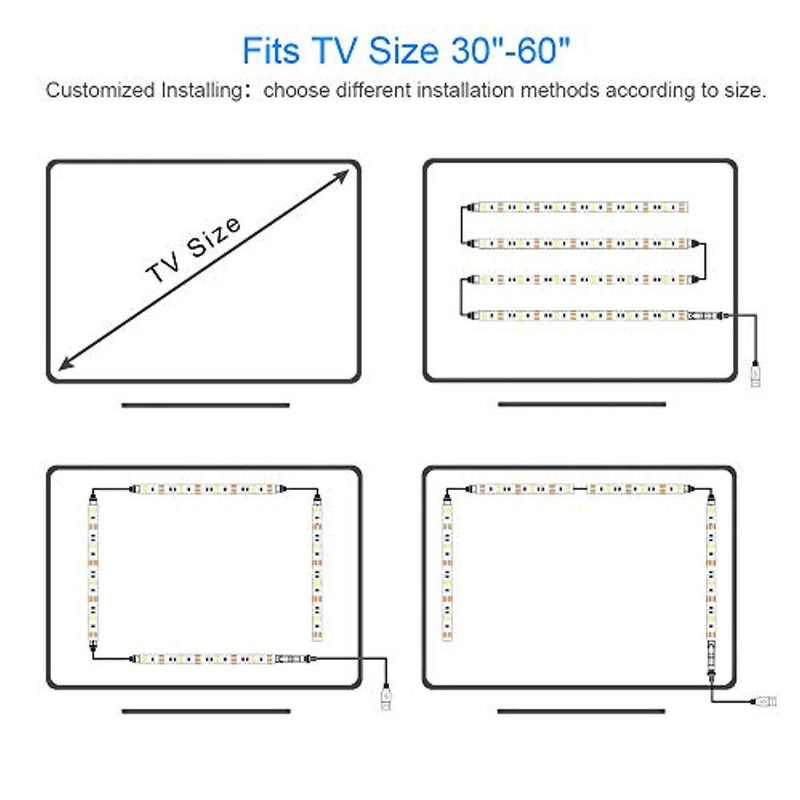 Nicewell TV LED Backlight - USB Led Strip Lights Dimmable for 32/40/50/60 Inches HDTV Bias Lightning with 16 Colors RF Wireless Remote, Strong Adhesive