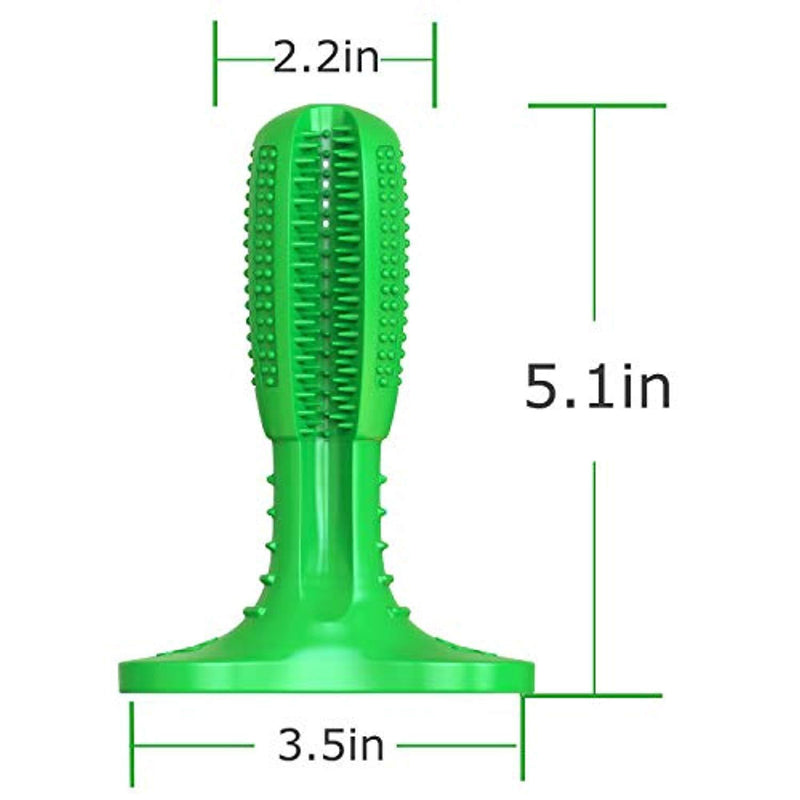 Wisedom Dog Toothbrush Stick-Puppy Dental Care Brushing Stick Effective Doggy Teeth Cleaning Massager Nontoxic Natural Rubber Bite Resistant Chew Toys for Dogs Pets (Green-Small)