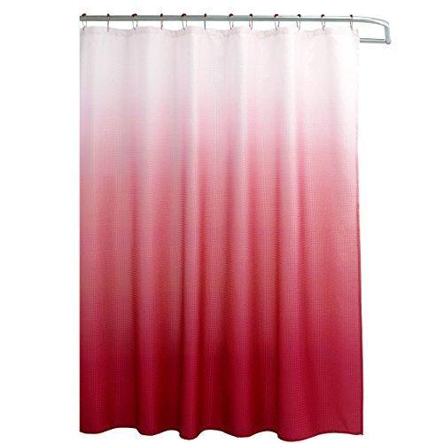 Creative Home Ideas Ombre Textured Shower Curtain with Beaded Rings, Dark Grey