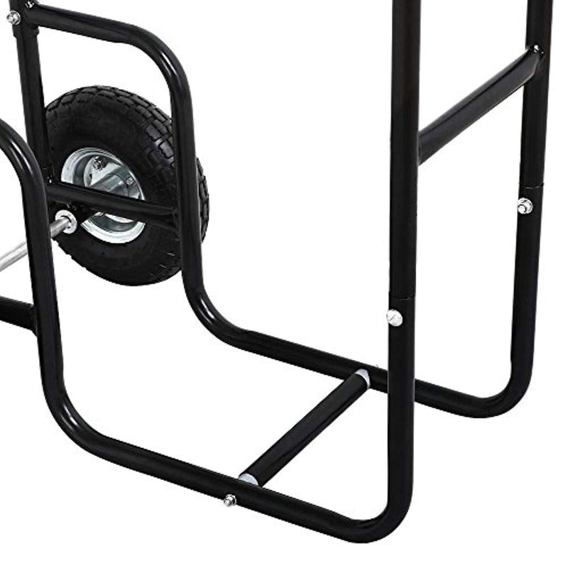 go2buy Indoor/Outdoor Firewood Log Carrier Fireplace Wood Rack Dolly Rolling Fire Storage Cart, 27.95 x 19.29 x 42.91'' (LxWxH), Black