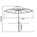 Sunnyglade 9' Patio Umbrella Outdoor Table Umbrella with 8 Sturdy Ribs (Tan)