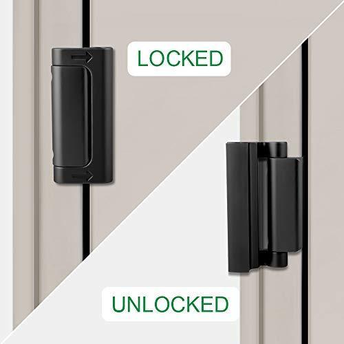 Home Security Door Lock, Upgrade Easy Open Childproof Door Reinforcement Lock with 3" Stop Withstand 800 lbs for Inward Swinging Door, Add Extra Lock to Defend Your Home Safe (Silver)