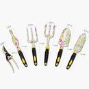 LOYLOV Garden Tool Set Floral Print 9 Piece Aluminum Gardening Tools with 2 Gardening Gloves, Garden Tote, Hand Pruner, Garden Trowel, Hand Rake, Weeder, Fork, Transplanter, Gardening Gifts for Women