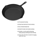 Home-Complete HC-5003 Frying Pans-Set of 3 Cast Iron Pre-Seasoned Nonstick Skillets in 10”, 8”, 6” Cook Eggs, Meat, Pancakes, and More-Kitchen Cookware, 3-Pack, Black