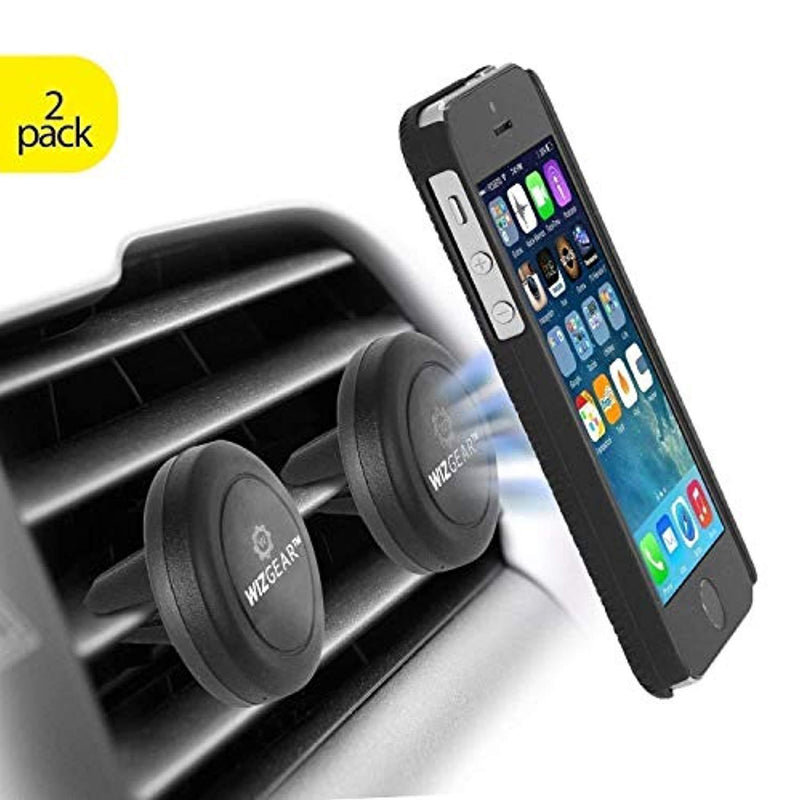 Magnetic Mount, WizGear [2 Pack] Universal Air Vent Magnetic Car Mount Phone Holder, for Cell Phones and Mini Tablets with Fast Swift-Snap Technology, with 4 Metal Plates