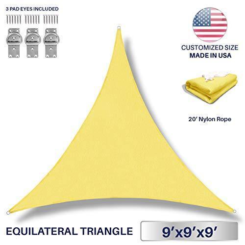 Windscreen4less 8' x 8' x 8' Triangle Sun Shade Sail - Beige Durable UV Shelter Canopy for Patio Outdoor Backyard - Custom Size Available