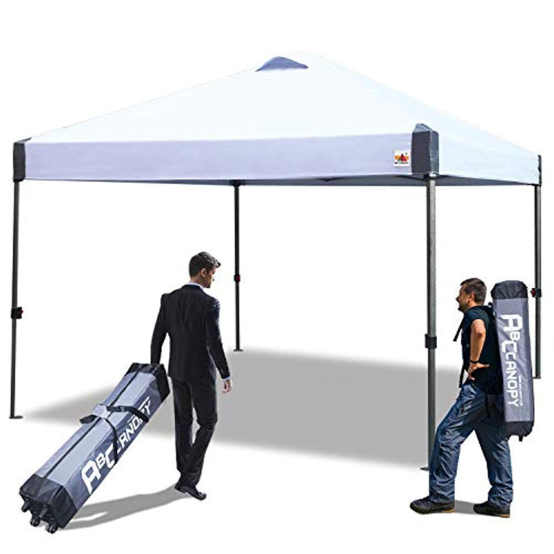 ABCCANOPY 10 x 10 Beach Canopy Tens Pop Up Canopy Tent Commercial Tents Instant Portable Shade Canopy Folding with Wheeled Carry Bag, White