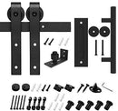 Homlux 6ft Heavy Duty Sturdy Sliding Barn Door Hardware Kit Single Door - Smoothly and Quietly - Simple and Easy to Install - Fit 1 3/8-1 3/4" Thickness Door Panel(Black)(J Shape Hangers)