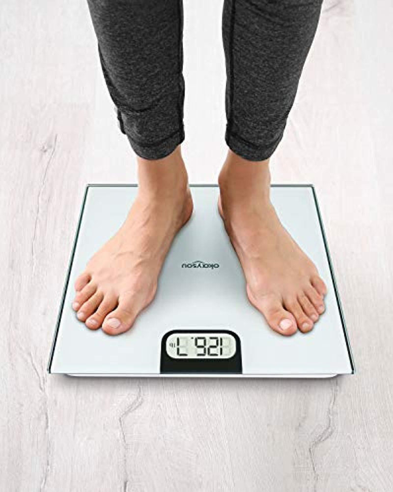Okaysou All-New Bathroom Scale, Accurate Digital Body Weight Scale with Large 3.6" Backlit LCD Display, Step-On Technology, 400 Pound Capacity