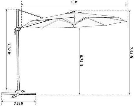 Patio Offset Cantilever Umbrella 10-Feet Outdoor Patio Hanging Umbrella,360 Degree Rotation with Cross Base (10 FT, Beige)