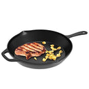 Home-Complete HC-5003 Frying Pans-Set of 3 Cast Iron Pre-Seasoned Nonstick Skillets in 10”, 8”, 6” Cook Eggs, Meat, Pancakes, and More-Kitchen Cookware, 3-Pack, Black