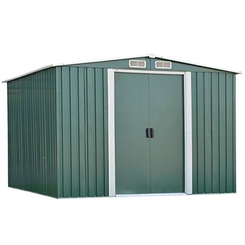 8'X6'Outdoor Storage Shed Garden Tool House with Sliding Door for Backyard Lawn,Patio,Yard(White)