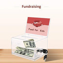 Clear Donation Box with Lock and Sign Holder Acrylic Ballot Box Tip Box Clear by Jlin EZwarehouse
