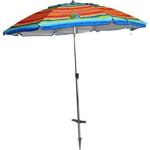 Tommy Bahama Sand Anchor 7 feet Beach Umbrella With Tilt and Telescoping Pole- Red