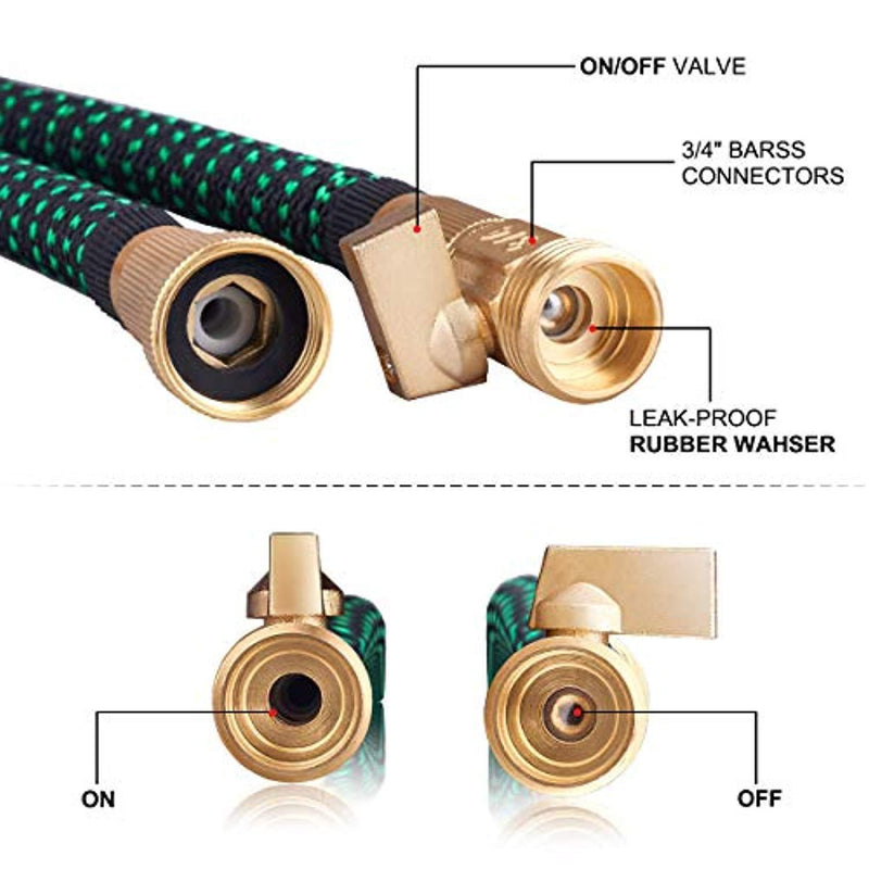 Kurtvana Garden Hose Expandable Water Hose 75 Feet,Extra Strength/No-Kink Lightweight/Durable/Flexible/10 Function Spray Hose Nozzle 3/4 Solid Brass Connectors Garden Hose for Watering/Washing