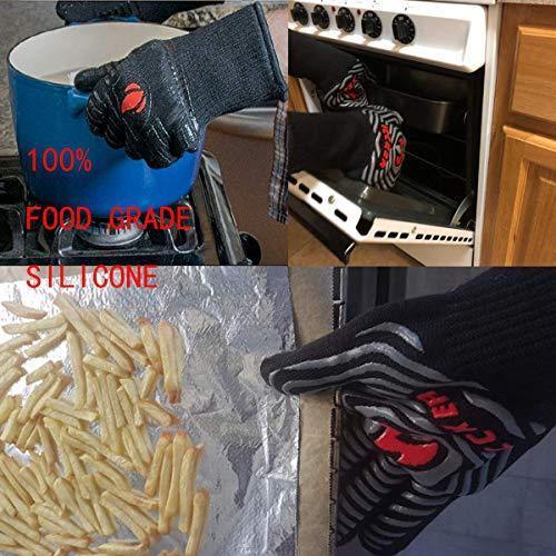 ICCKER Oven Gloves 1112°F (600°C) Extreme Heat Resistant Cooking Gloves for Kitchen, Baking, Fireplace, Grill, BBQ - 14 Inch (36CM) (Glove 1)