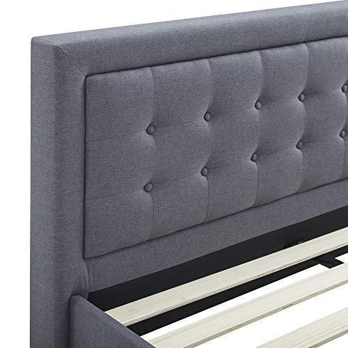 Classic Brands DeCoro Mornington Upholstered Platform Bed | Headboard and Metal Frame with Wood Slat Support | Grey, Queen