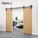 Homlux 6ft Heavy Duty Sturdy Sliding Barn Door Hardware Kit Single Door - Smoothly and Quietly - Simple and Easy to Install - Fit 1 3/8-1 3/4" Thickness Door Panel(Black)(J Shape Hangers)