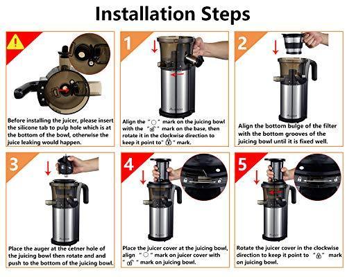 Aobosi Slow Masticating Juicer Extractor Compact Cold Press Juicer Machine with Portable Handle/Quiet Motor/Reverse Function/Juice Jug and Clean Brush for High Nutrient Fruit & Vegetable Juice