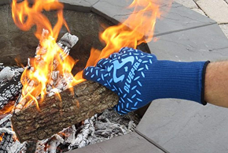 BlueFire Pro Heat Resistant Gloves - Oven - BBQ Grilling - Big Green Egg - Fireplace Accessories and Welding. Cut Resistant, Forearm Protection -100% Kevlar Certified 932°F Heat Resistance