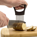 Hulless Stainless steel Onion Holder for Slicing, Vegetable Potato Cutter Slicer, Onion cutting tool, Stainless steel Cutting Kitchen gadgets.