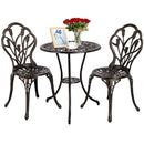 HOMEFUN Bistro Table Set, Outdoor Patio Set 3 Piece Table and Chairs, Tulip Carving and Weather Resistant (Antique Bronze)