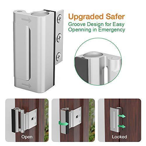 Home Security Door Lock, Upgrade Easy Open Childproof Door Reinforcement Lock with 3" Stop Withstand 800 lbs for Inward Swinging Door, Add Extra Lock to Defend Your Home Safe (Silver)