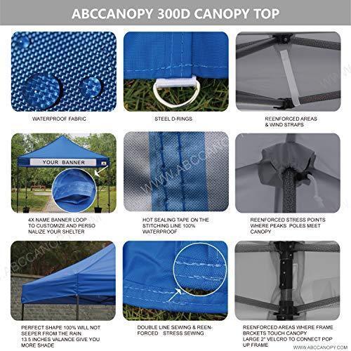 ABCCANOPY Pop Up Canopy Replacement Top Cover 100% Waterproof Choose 18+ Colors (Top White)