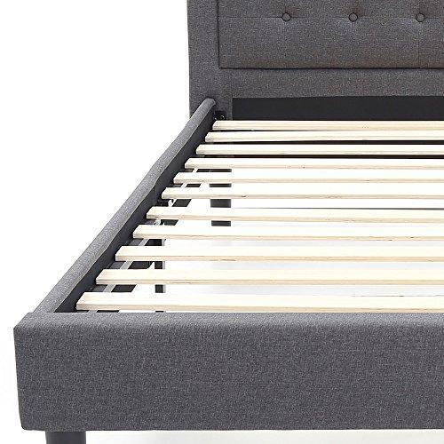 Classic Brands DeCoro Mornington Upholstered Platform Bed | Headboard and Metal Frame with Wood Slat Support | Grey, Queen