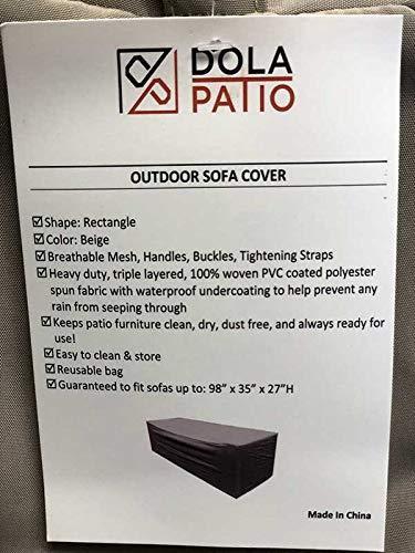 Dola Patio Furniture Covers Large Outdoor Sofa Sectional Furniture Cover Waterproof Beige Super Heavy Polyester Fabric Breathable (85" x 67" x 35")