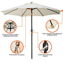 UHINOOS 9 ft Patio Umbrella,Outdoor Umbrella with Crank and 8 Ribs,100% Polyester Aluminum Alloy Pole Tilt Button Outside Table Umbrella.Fade Resistant Water Proof Patio Table Umbrella,Ivory