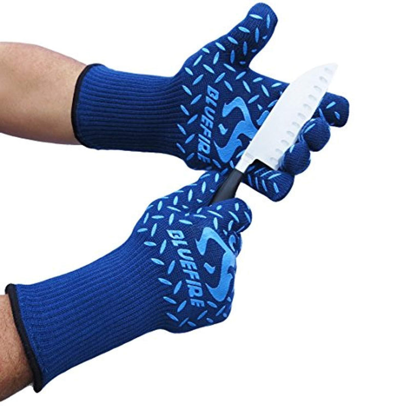 BlueFire Pro Heat Resistant Gloves - Oven - BBQ Grilling - Big Green Egg - Fireplace Accessories and Welding. Cut Resistant, Forearm Protection -100% Kevlar Certified 932°F Heat Resistance