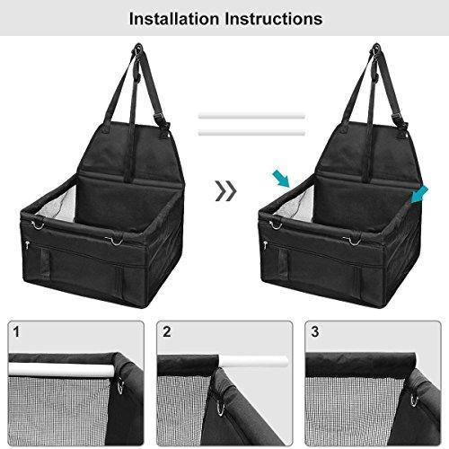 HIPPIH Collapsible Pet Booster Car Seat Cat Car Carrier with Safety Leash and Zipper Storage Pocket with 2 Support Bars, Portable Small Dog