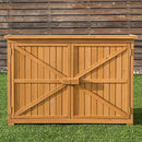 Goujxcy Wooden Garden Shed Outdoor Storage Cabinet Tools Organizer withDouble Door Yard Locker for Yard Lawn,(50.39 x 19.69 x 34.65)"