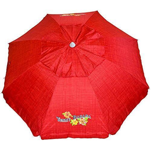 Tommy Bahama Sand Anchor 7 feet Beach Umbrella With Tilt and Telescoping Pole- Red