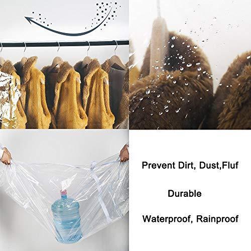 Growson Garment Rack Cover,6Ft Transparent Dust Clothes Cover with Double Full-Length Front Zippers, Cover for Clothing Hanging Rack