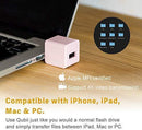 Flash Drive for iPhone, Auto Backup Photos & Videos, Photo Stick for iPhone, Qubii Photo Storage Device for iPhone & iPad【microSD Card Not Included】- Pink