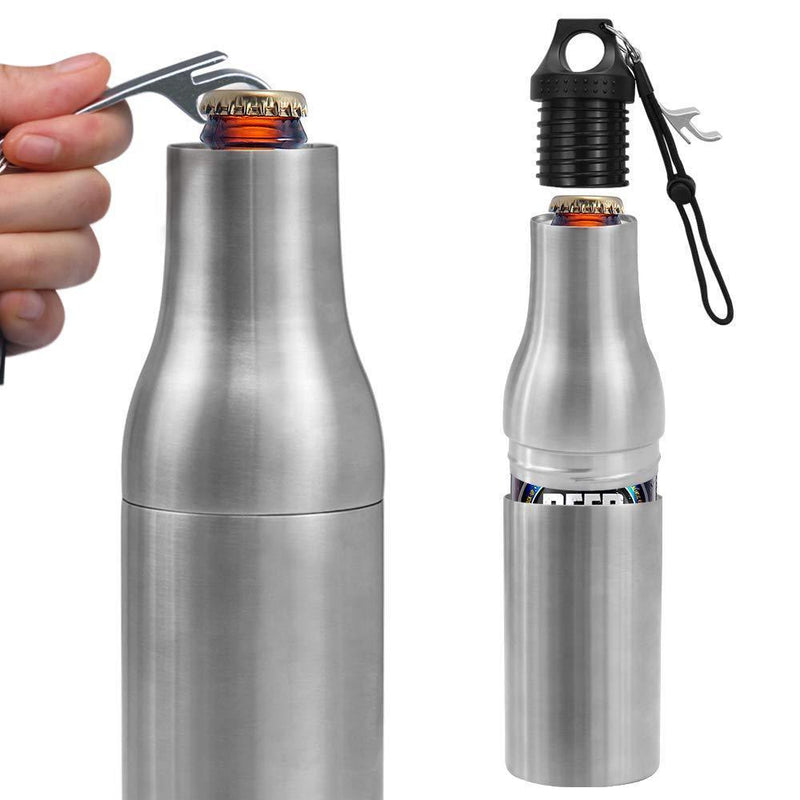 Arcoolor Beer Bottle Insulator, Double Wall Stainless Steel Beer Holder, Keeps Your Beer Colder with With Opener Fit For 12 Oz Bottles For Outdoor, Camping, BBQ, Party