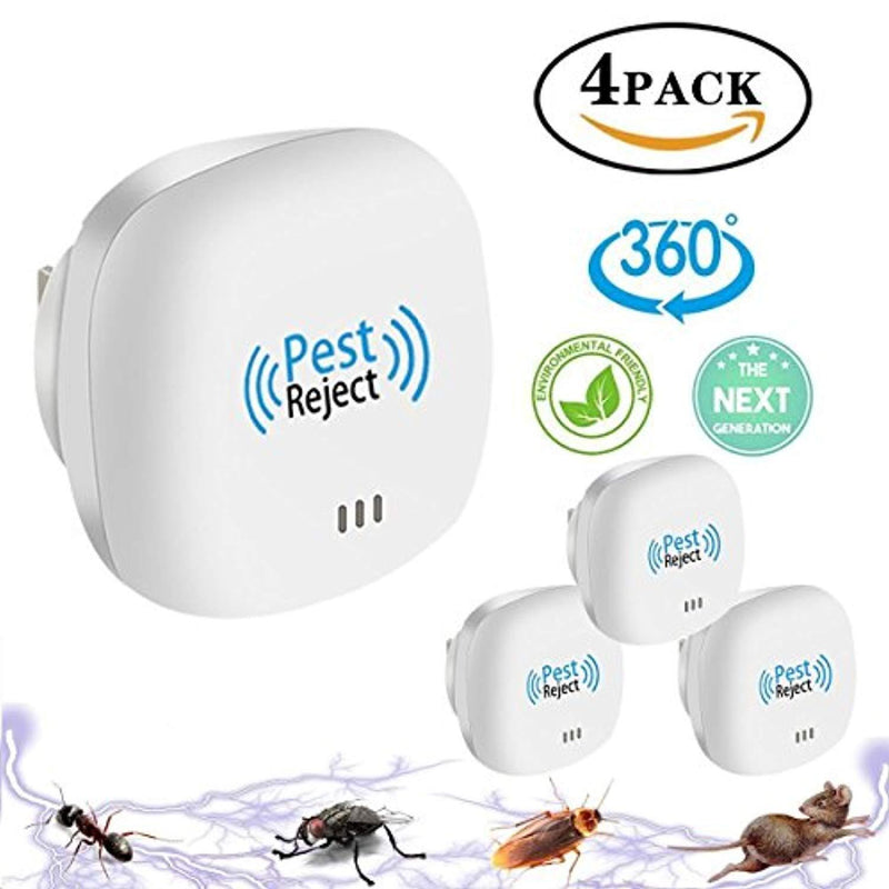 Tomu Ultrasonic Pest Repeller for Bugs and Insects, Mice Repellent to Repel and Prevent Mouse, Ant, Mosquito, Spider, Rodent, Roach,Child and Pets Safe Control(4 New Packs)