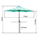 Abba Patio Outdoor 9-Feet Table Umbrella with Push Button Tilt and Crank Lift, Turquoise Striped