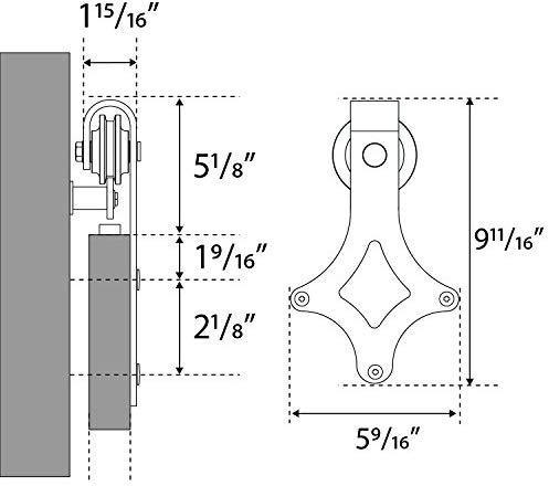 5FT Heavy Duty Sturdy Sliding Barn Door Hardware Kit -Super Smoothly and Quietly - Simple and Easy to Install - Includes Step-by-Step Installation Instruction -Fit 30" Wide Door(Rhombic Shape Hanger)