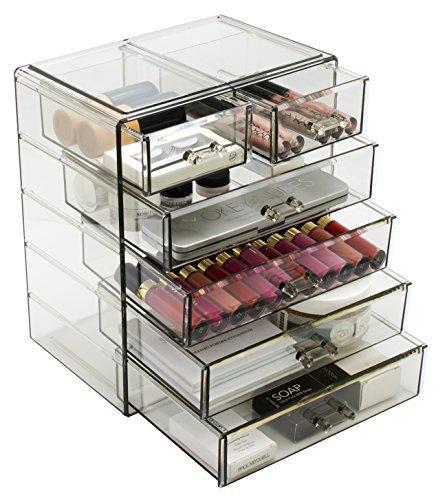 Sorbus Cosmetics Makeup and Jewelry Big Storage Display-Stylish Vanity, Bathroom Case, 4 Large, 2 Small Drawers, Clear