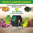 Miracle-Gro Single Chamber Outdoor Garden Compost Bin – Large Volume, Compact Design 27.7gal (105L) Capacity – Heavy Duty, Easy to Assemble Tumbling Composter + Free Scotts Gardening Gloves