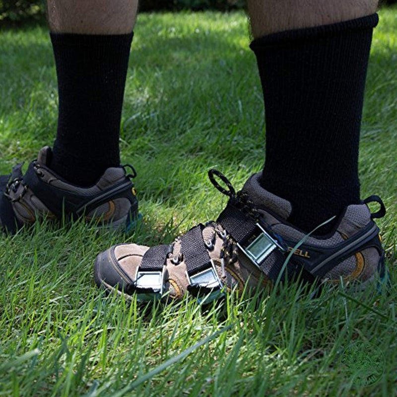 Punchau Lawn Aerator Shoes w/Metal Buckles and 3 Straps - Heavy Duty Spiked Sandals for Aerating Your Lawn or Yard